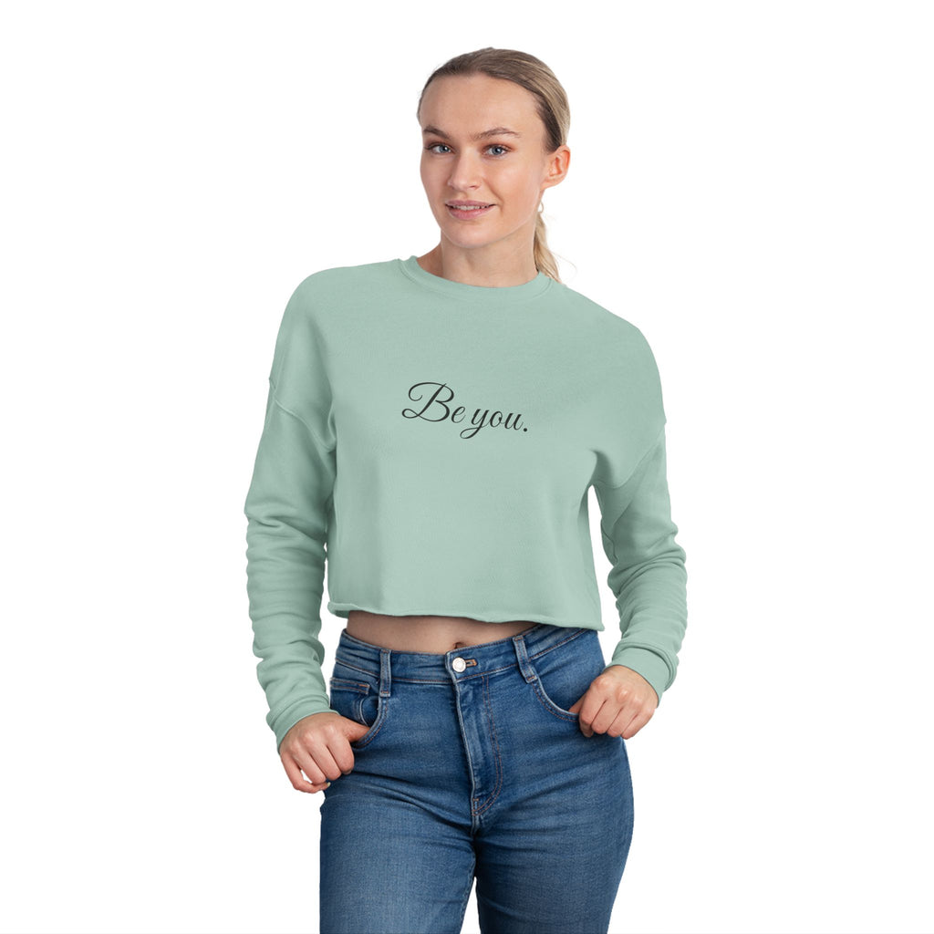 Women's Cropped Crew- Black writing