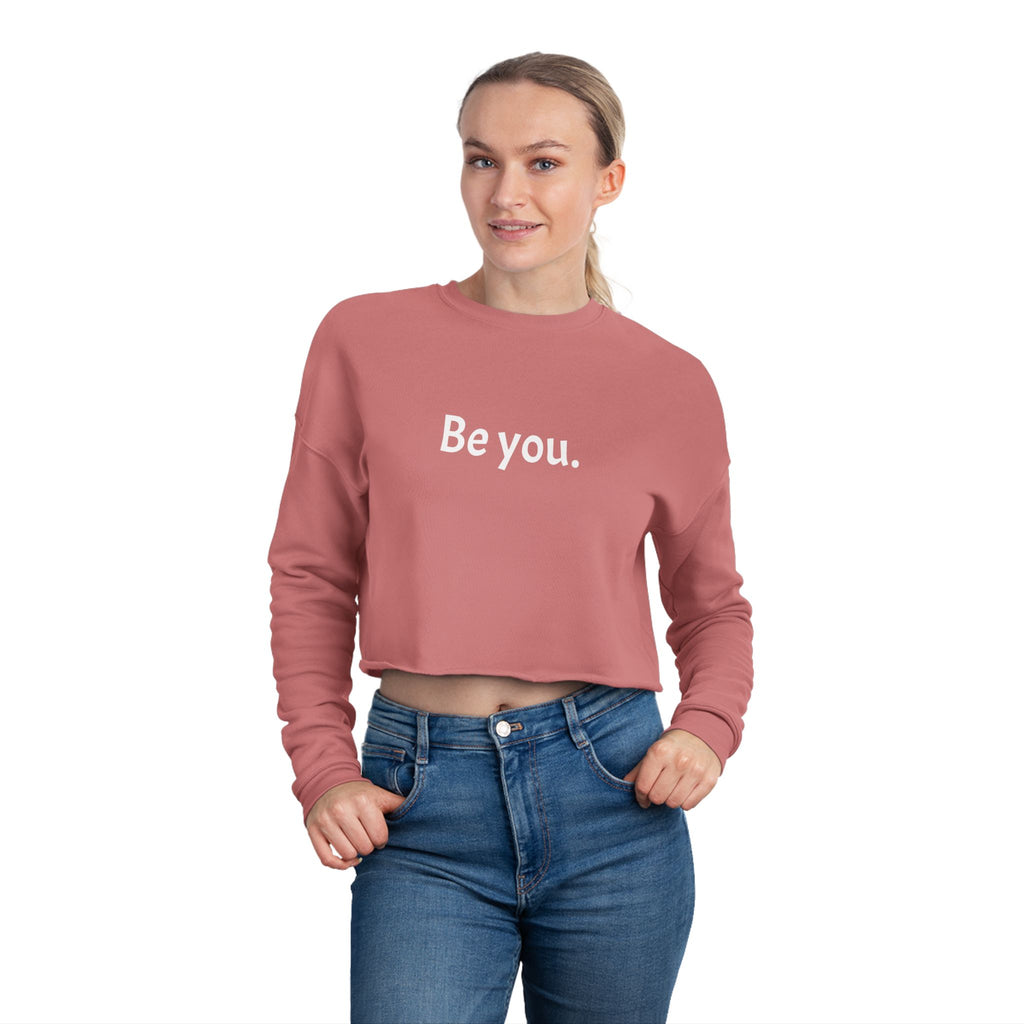 Women's Cropped Crew- White writing