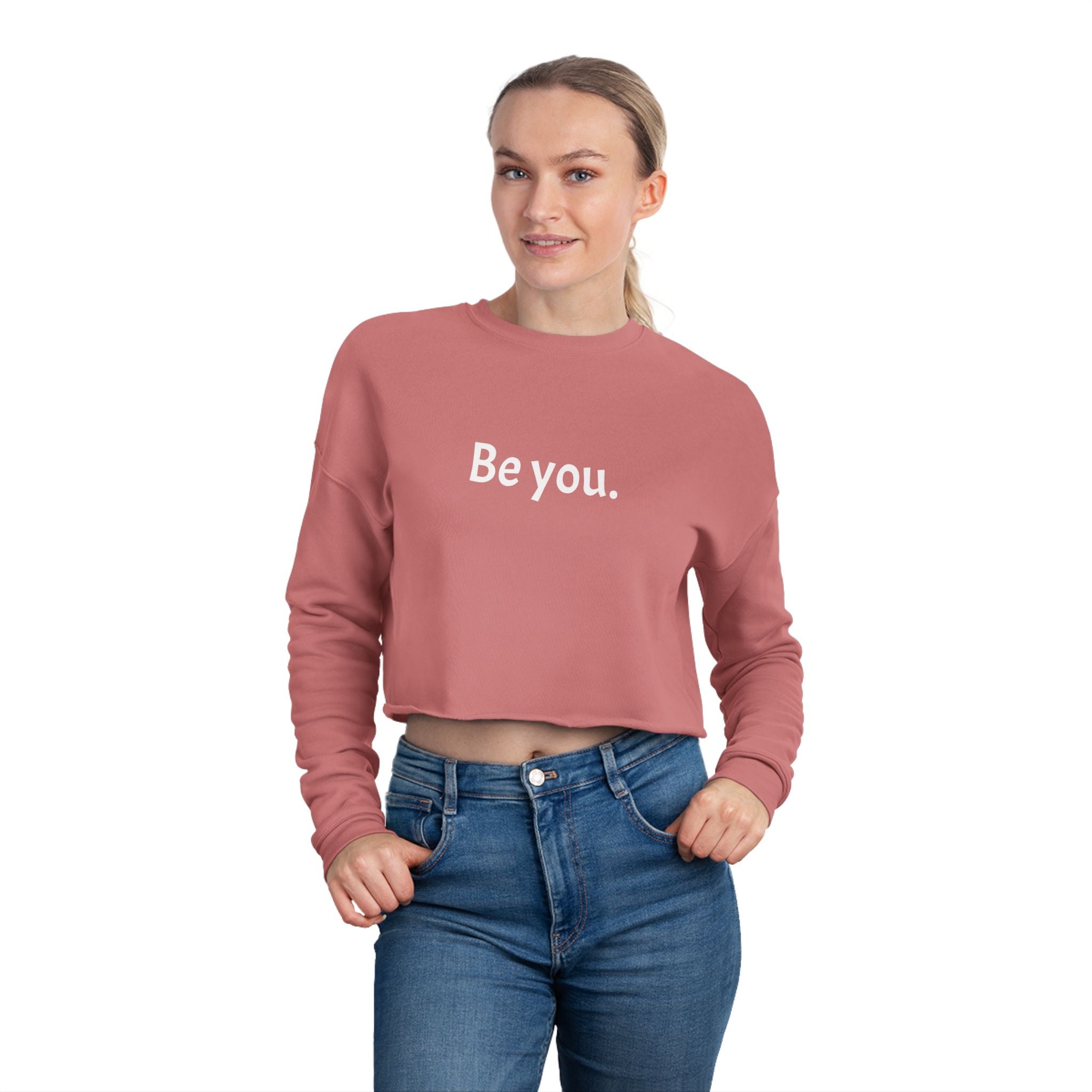 Women's Cropped Crew- White writing