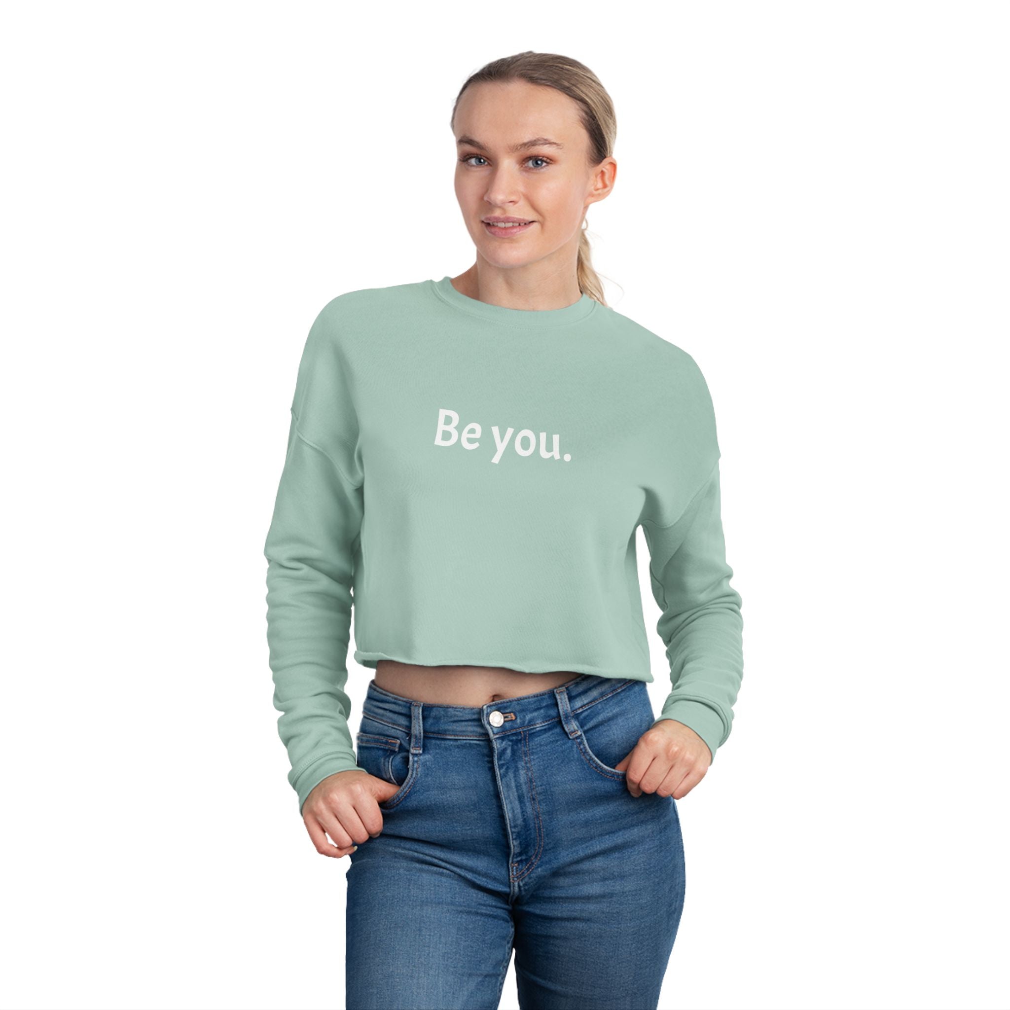 Women's Cropped Crew- White writing