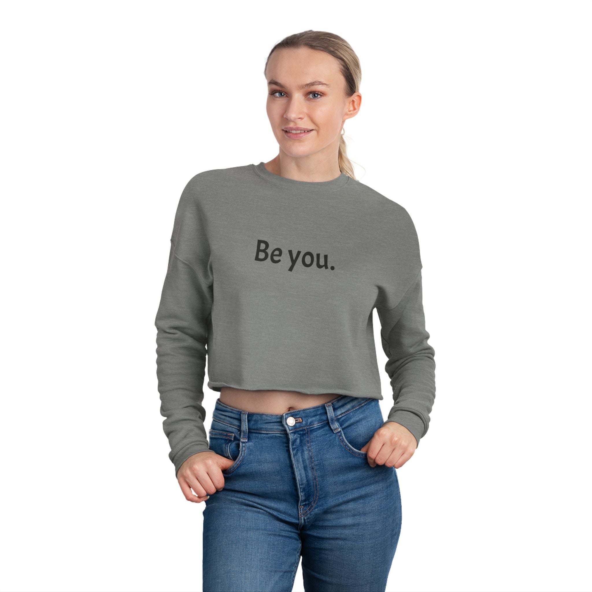 Women's Cropped Crew- Black writing