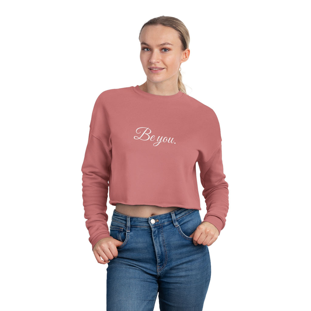 Women's Cropped Crew- White writing