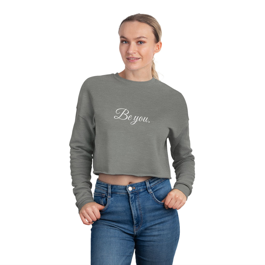 Women's Cropped Crew- White writing
