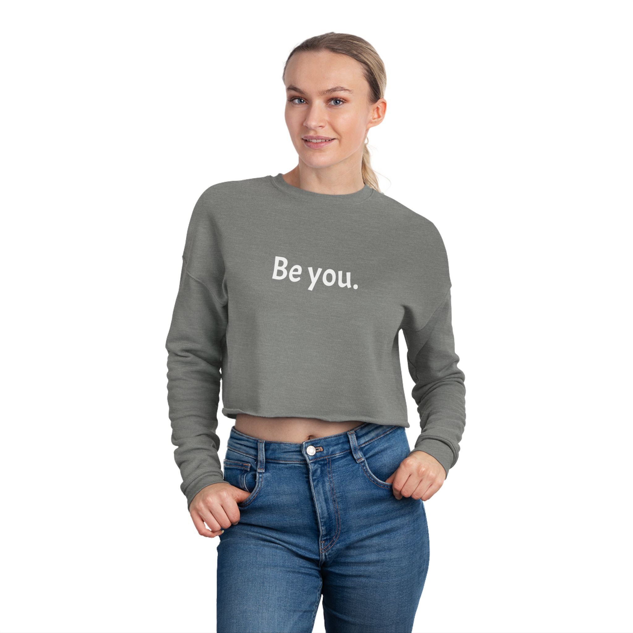 Women's Cropped Crew- White writing