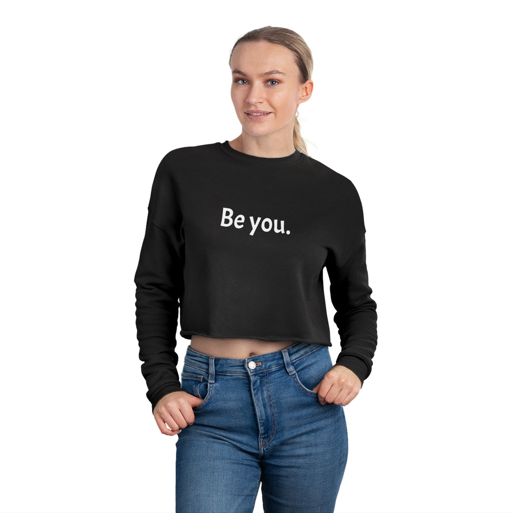 Women's Cropped Crew- White writing